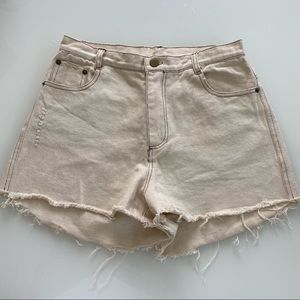 Cream High Waist Jean Shorts